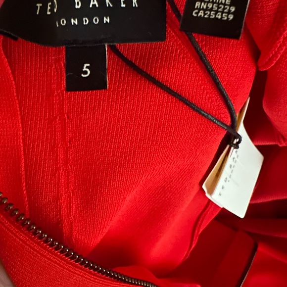 NWT Ted Baker London Bright redmidi dress with flared sleeves. - Picture 8 of 8